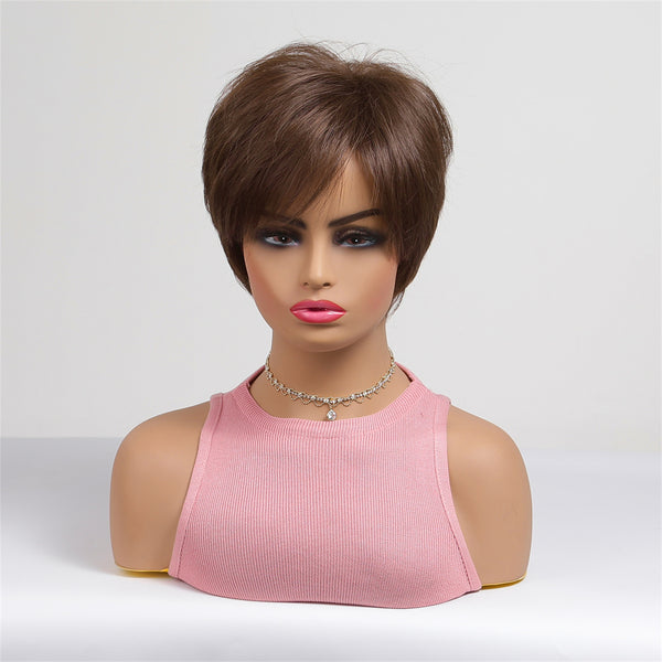 8 Inches Short Brown Hair Wig Lolita Synthetic Wigs for Women Bob Natural Party Hair